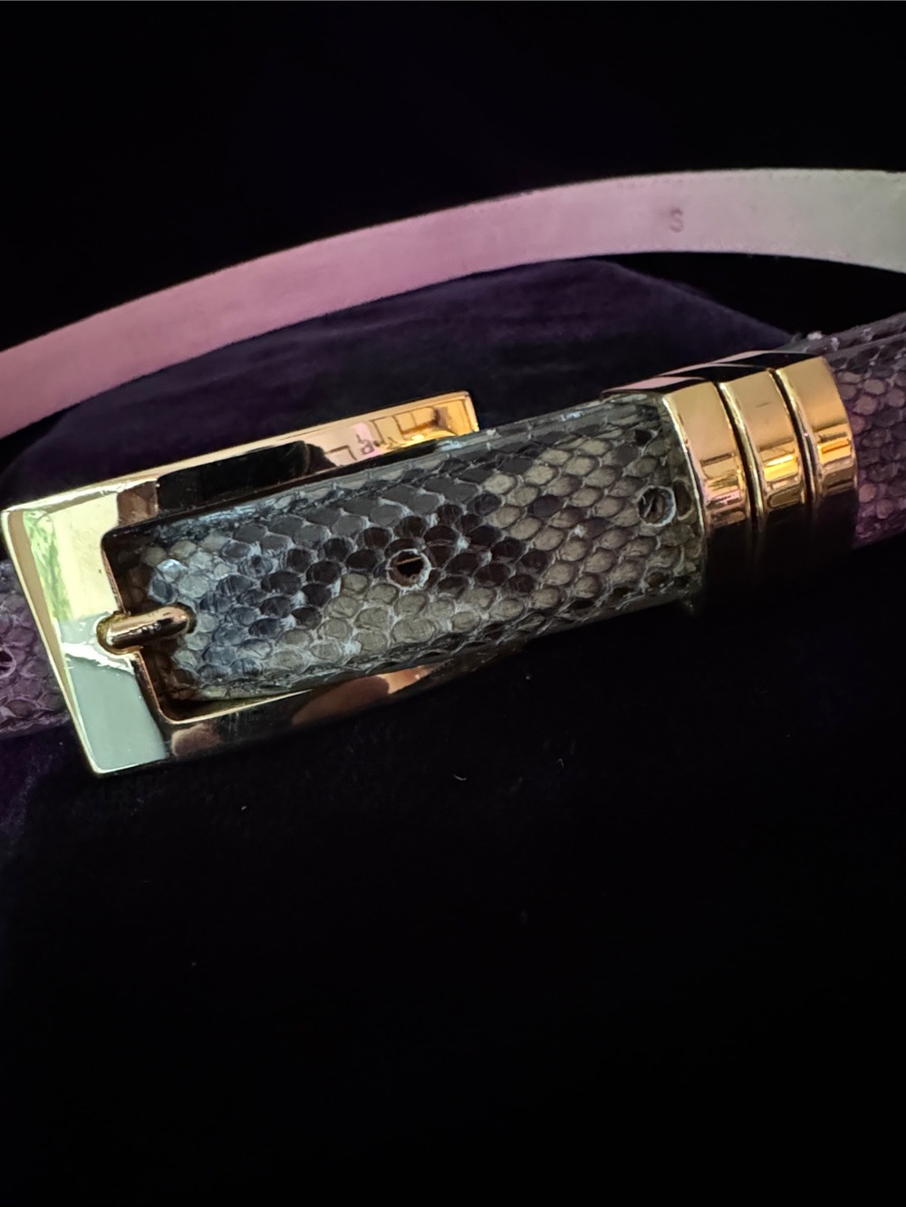CARLISLE Leather & Python Patterned Belt - Picture 2 of 5